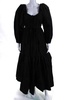 women's off the shoulder puff sleeves tiered belt maxi dress black