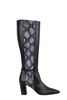 istria pointed toe knee high boot- medium width in black phyton