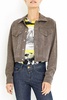 crop suede jacket in taupe