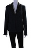 womens wool textured hook & eye long sleeve blazer jacket blue