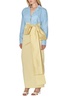 claire contrast gown with bow detail in blue/soft yellow