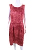 womens abstract print a line dress pink red cotton