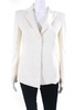 womens four button pleated blazer jacket white