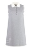 THOM BROWNE Gray Virgin Wool Dress with Shirt-Style Collar for Women