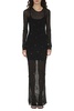 ALEXANDER WANG Black Stone Embellished Long Sleeve Dress for Women in SS24 Season