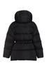 PALM ANGELS Black Full Zip Down Jacket with Contrasting Sleeves and Drawstring Waist