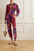 Floral-print velvet jumpsuit