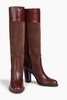 Leather and suede knee boots