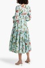 Miel Frutal embroidered tiered floral-print cotton-poplin midi dress