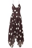 Maren open-back asymmetric polka-dot silk-crepon maxi dress