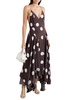 Maren open-back asymmetric polka-dot silk-crepon maxi dress