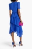 Asymmetric tiered crepe dress