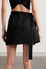 Trench belted wrap-effect cotton-blend mini skirt