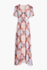 Pleated printed silk-georgette maxi dress