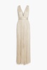 Rayana pleated crochet-knit silk gown