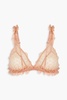 Lace-trimmed point d'esprit triangle bra