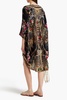 Crystal-embellished printed silk crepe de chine dress