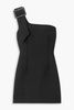 The Engaged One one-shoulder buckle-embellished stretch-crepe mini dress