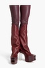 Smooth and stretch-leather platform over-the-knee boots