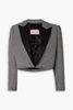 Cropped satin-trimmed metallic houndstooth wool-blend blazer