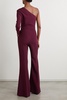 One-shoulder embellished stretch-crepe jumpsuit