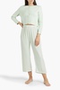 Party feather-trimmed crepe de chine pajama pants