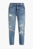 Karolina Petite distressed high-rise slim-leg jeans