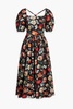 Floral-print cotton-twill midi dress