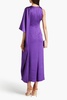 Asymmetric ruched satin-crepe midi dress