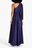 Altheda one-shoulder bow-embellished crepon gown