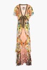 Crystal-embellished tiered floral-print silk crepe de chine maxi dress