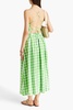 Tulay pleated checked hemp maxi skirt