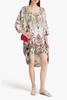 Embellished printed silk crepe de chine dress