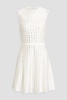 Crystal-embellished pointelle-knit dress