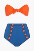 Poppy button-embellished bandeau bikini