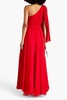 Altheda one-shoulder bow-embellished crepon gown