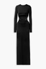 Luisa cutout chain-embellished satin-jersey gown