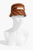 Logo-appliquéd striped knitted bucket hat