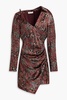 Eliana wrap-effect snake-print silk-satin mini shirt dress