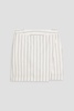 Skirt-effect striped cotton-poplin shorts