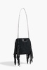 Fringed crystal-embellished suede cross-body bag