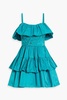 Crystal-embellished ruffled taffeta mini dress