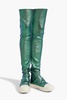 Iridescent leather-blend over-the-knee boots