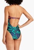 Cutout paisley-print bandeau swimsuit