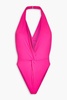 Gabriela neon stretch-ECONYL® halterneck swimsuit