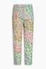 Printed cotton and linen-blend tapered pants