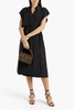 Karina cutout washed-silk midi wrap dress