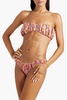 Leila gathered floral-print bandeau bikini top