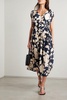 Cape-effect ruffled floral-print silk-crepe midi dress