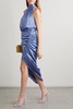 Gabriella ruched stretch silk-blend satin halterneck midi dress